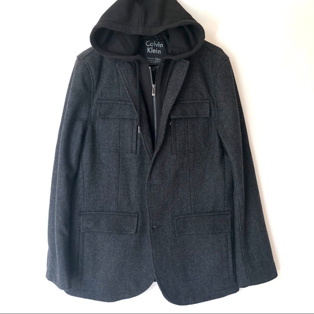 Calvin Klein Men’s Wool Jacket w/Removable Hood